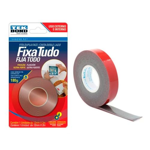 Fita dupla face fixa tudo 12mm x 2m – tekbond | Furlan Auto Peças