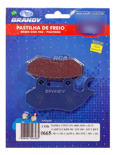 Pastilha Dianteira Brandy Citycom300 (d/t)