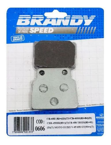 Pastilha Dianteira Cb400 I 83/87 Cb450 85/88 Cb450 85/89 (t)