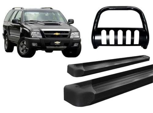 Kit Quebra Mato C/chapa Estribo Plataforma Preto Para Blazer