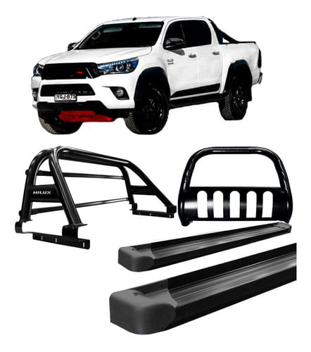 Kit Quebra Mato+estribo+sant Antonio Duplo Hilux 16/20 Preto
