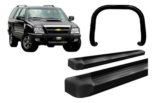 Kit Quebra Mato, Estribo Plataforma Alumi Preto Para Blazer