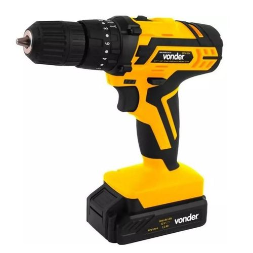 Parafusadeira Furadeira a Bateria 12v com Maleta 74 peças 3/8" PFV 074 Vonder