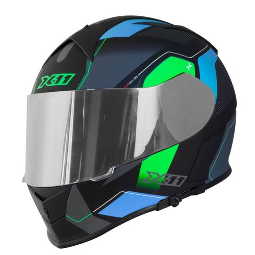 Capacete x11 revo pro flaggers verde/azul fosco "58"