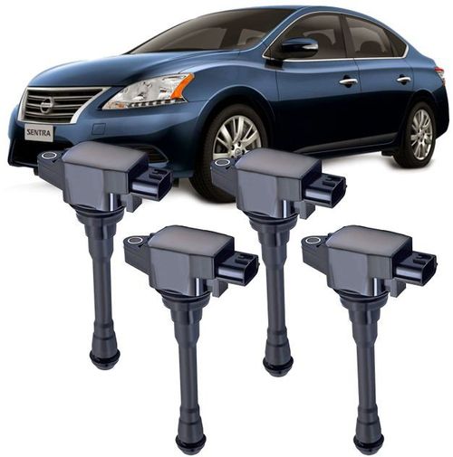 Kit com 04 Bobinas de Ignicao Livina Tiida 1.8 16V Flex Sentra 2.0 de 2009 à 2016 2.0 16V Flex