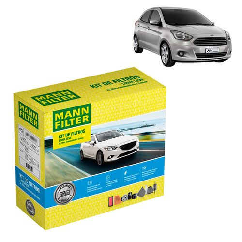 Kit de Filtros Mann Filter Ford Ka 1.0 12V Flex/1.5 16V Flex 2014 até 2021