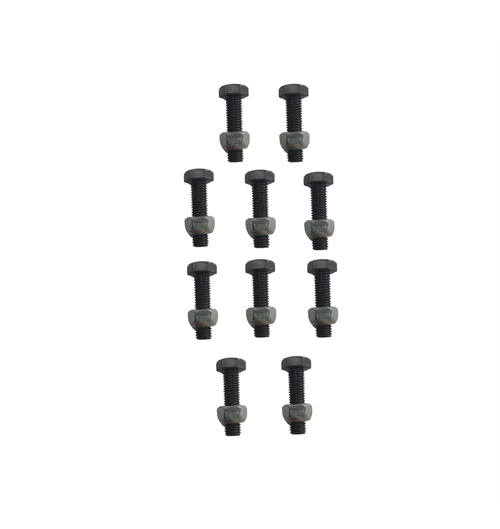 Kit 10 Parafusos Sextavados M12 x 45mm de Aço Com Porca Travante