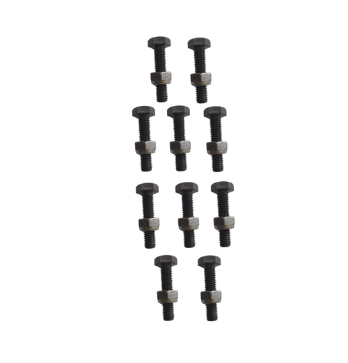 Kit 10 Parafusos Sextavados M10 x 45mm de Aço Com Porca Travante