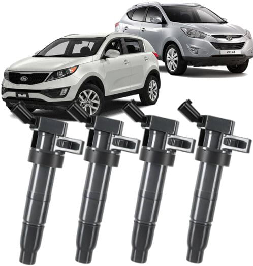 Kit 4 Bobina de Ignicao Hyundai Ix35 2.0 16V Gasolina de 2010 À 2012 - 27300-3f100