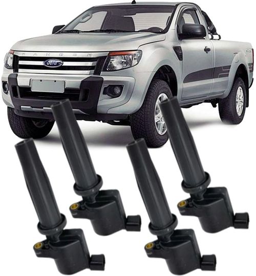 Kit 4 Bobina de Ignicao Ranger 2.5 16V Flex de 2013 À 2020 - Original Ford