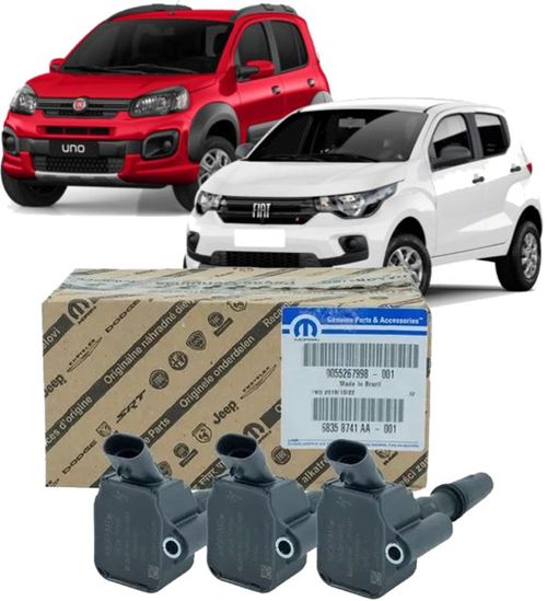 Kit 3 Bobina de Ignicao Mobi Cronos e Argo 1.0 3Cc Firefly de 2017 À 2022 - Original