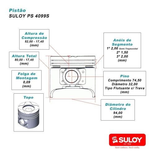 PISTAO - GM S10 TRAILBLAZER 2.8TD 16V DURAMAX APOS 2013