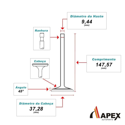 VALVULA ESCAPE - JEEP WILLYS 2.2 8V 4CIL 1941 A 1965