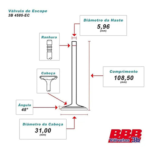 VALVULA ESCAPE - FORD F150 MUSTANG 5.0 V8 32V 302
