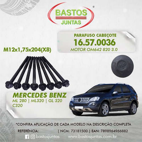 PARAFUSO DE CABECOTE - JEEP GRAND CHEROKEE 3.0TD V6 | MERCEDES ML350 ML320 OM642 (1 CABECOTE)