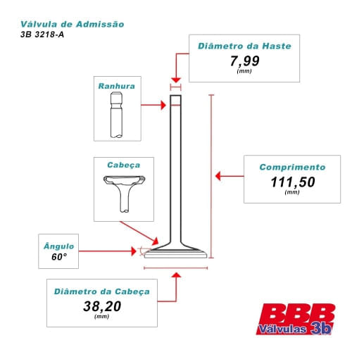 VALVULA ADMISSAO - VOLVO 440 460 480T 1.7 APOS 1986