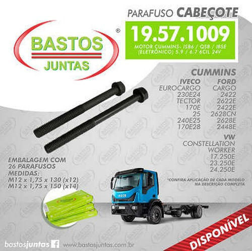 PARAFUSO DE CABECOTE - CUMMINS ISB6 5.9 24V