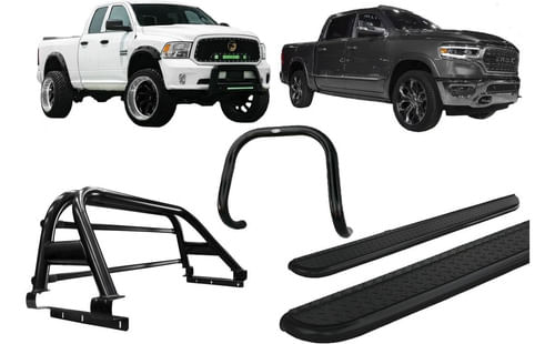 Kit Quebra Mato Estribo Ch Santo Antônio Dodge Ram Preto