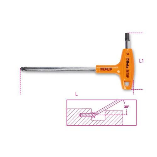 Chave Allen Hexagonal Com Cabo Tipo T - 05,0Mm - Abaulada - 96Tbp-5 - Beta
