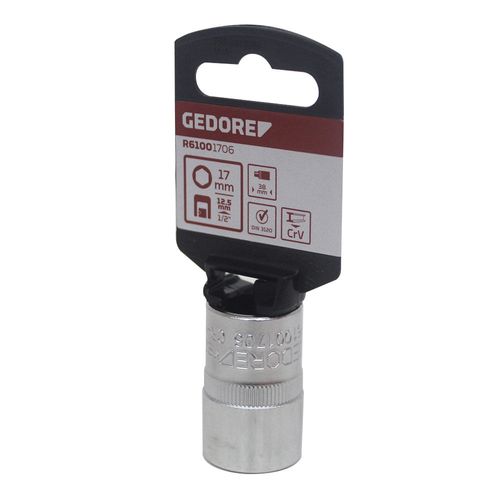 Soquete Sextavado Curto Encaixe 1/2 - 17MM - R61001706 - 3300266- Gedore Red