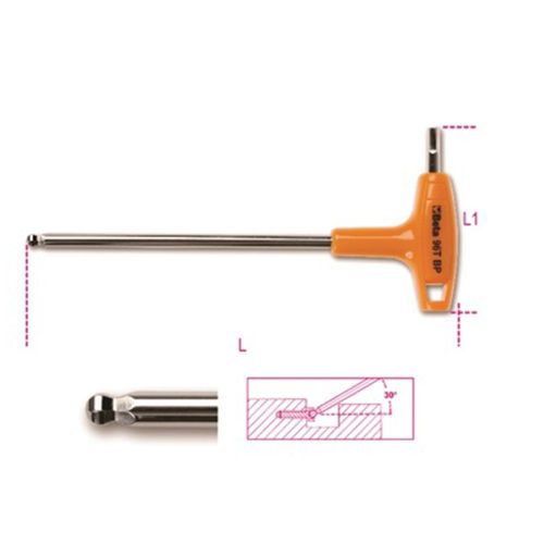 Chave Allen Hexagonal Com Cabo Tipo T - 02,5Mm - Abaulada - 96Tbp-2.5 - Beta