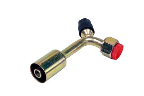 Conexao 90o Femea Aluminio 06mm O'ring Valvula De Servico R134a Com Clip