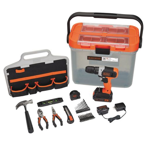 Furadeira Parafusadeira de Impacto 3/8 - 20V com 80 Acessorios e Caixa Plastica - BCD704C1KA-BR - Black&Decker