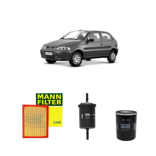 Kit filtros, ar do motor, combustível e óleo lubrificante MANN - Palio 1.0 8v Flex Fire 2005