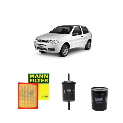 Kit filtros, ar do motor, combustível e óleo lubrificante MANN - Palio 1.0 8v Flex Fire 2011