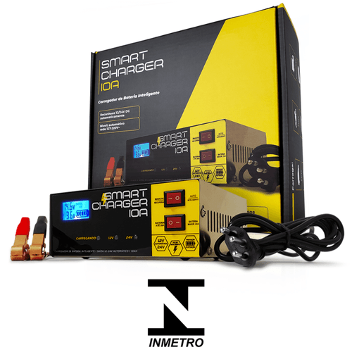 Carregador de Bateria Automotivo Smart Charger 10A Inteligente Bivolt 12V/24V