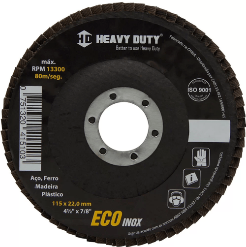 Disco Flap Eco Inox de Fibra Cônico 4.1/2 Grão 40 - HEAVY DUTY