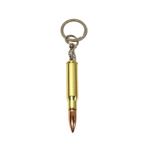 2 Chaveiros Projétil Fuzil Munição 7.62  Dourado Bélica
