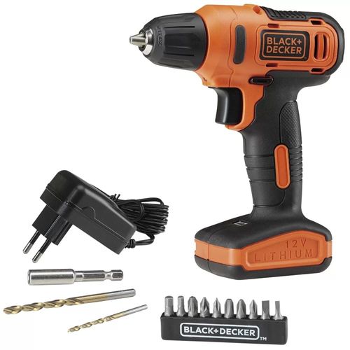 Parafusadeira/Furadeira a Bateria 12V Li-Ion com Carreg.Bivolt e Acessórios - BLACK+DECKER-LD12S-BR
