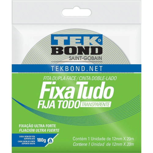 Fita Dupla-Face Transparente - 12mm X 20mt - Tek Bond