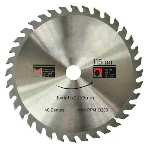 Kit 8 Discos De Serra Circular Com 40 Dentes 4-1/2" 115mm Para Madeira